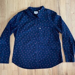 Levi’s Black Rose Floral Print Button Down Shirt XL Boyfriend Fit